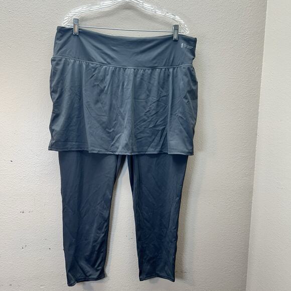 Zuda Skirted Leggings Gray Womens Crop Size 1X Athletic Gym Modest Workout - Picture 1 of 7
